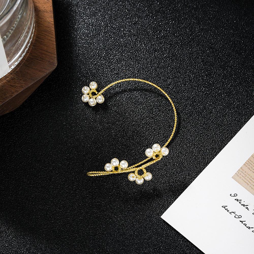 Khuyên Kẹp Vành Tai Dáng Dài Hình Hoa Phối Tua Rua Thanh Lịch Cho Nữ