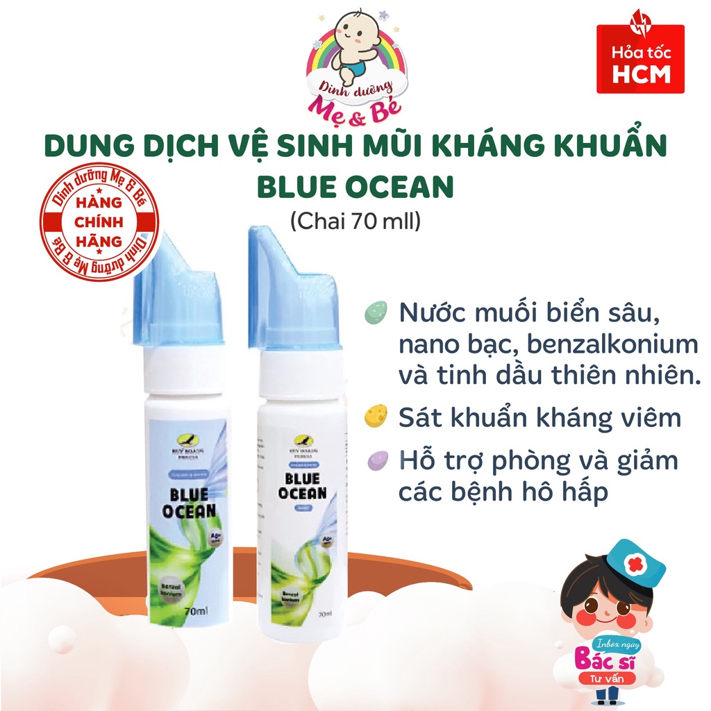 Xịt Blue Ocean vệ sinh mũi, phòng bệnh hô hấp, kháng khuẩn cho mẹ & bé (70ml)