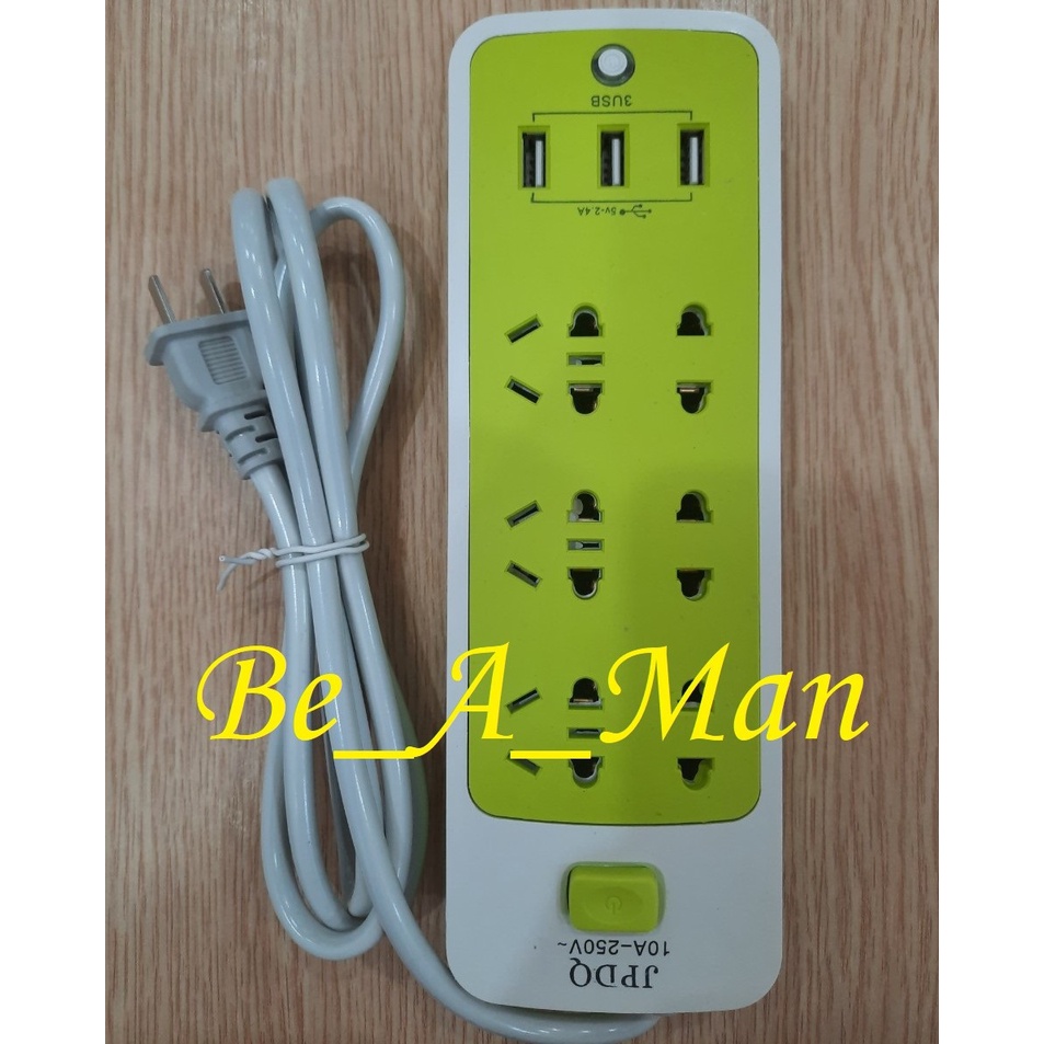 Ổ cắm điện, ổ điện có dây 1m đa năng 6 chân cắm 3 cổng usb có đèn ngủ tiện dụng