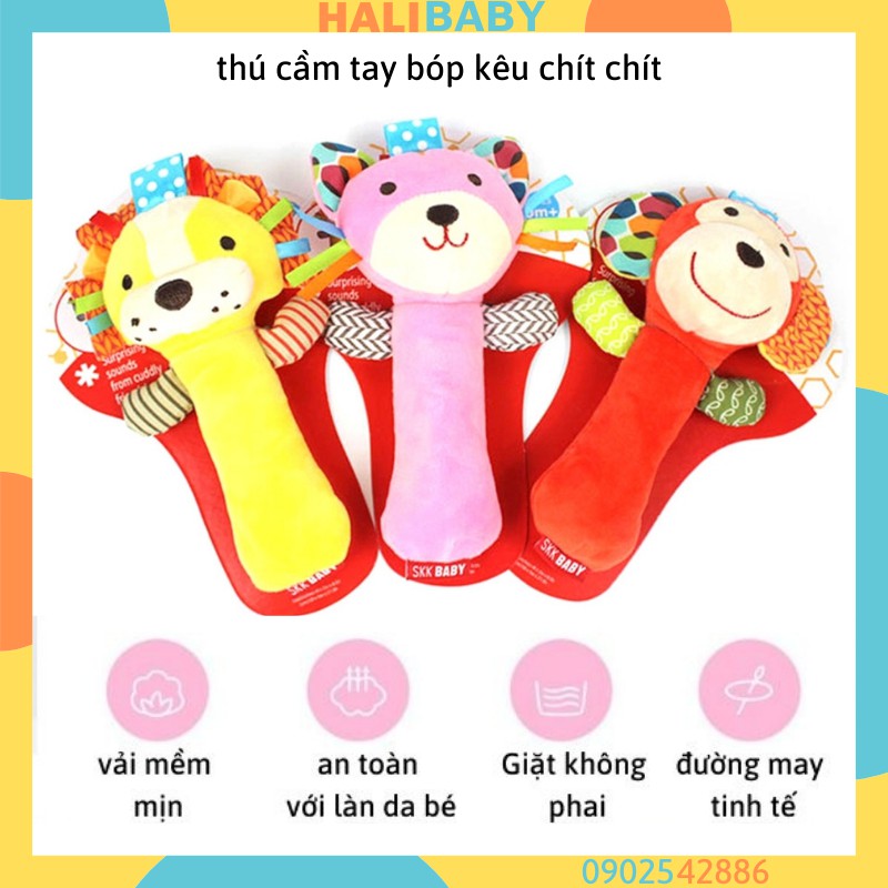 Thú cầm tay cho bé vải bông an toàn bóp kêu chút chíp HALIBABY TCT04
