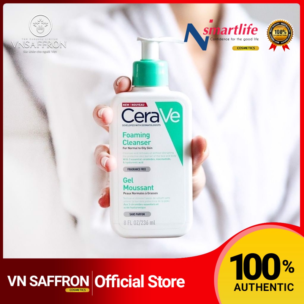 Sữa rửa mặt Cerave Foaming Facial Cleanser bản Mỹ và Pháp Cerave da dầu & Da Khô các size 236ml - 355ml - 473ml | BigBuy360 - bigbuy360.vn