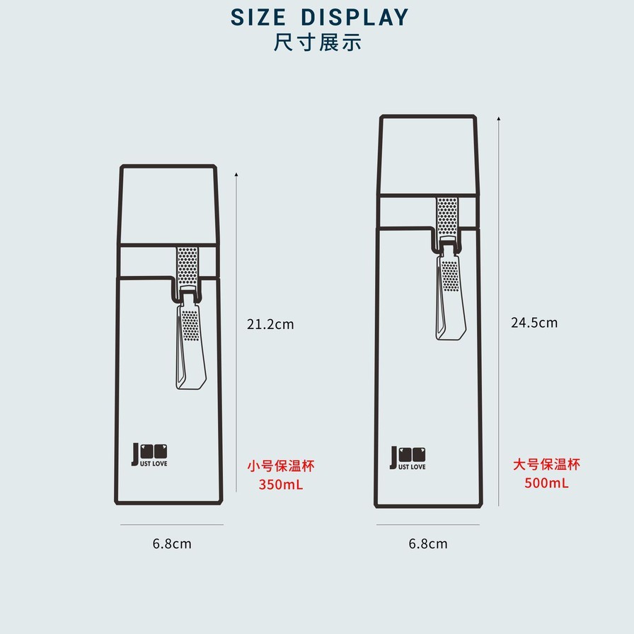 Bình giữ nhiệt Just Love 500ml nắp cốc tiện lợi inox 304 giữ nóng lạnh đến 15h | BigBuy360 - bigbuy360.vn