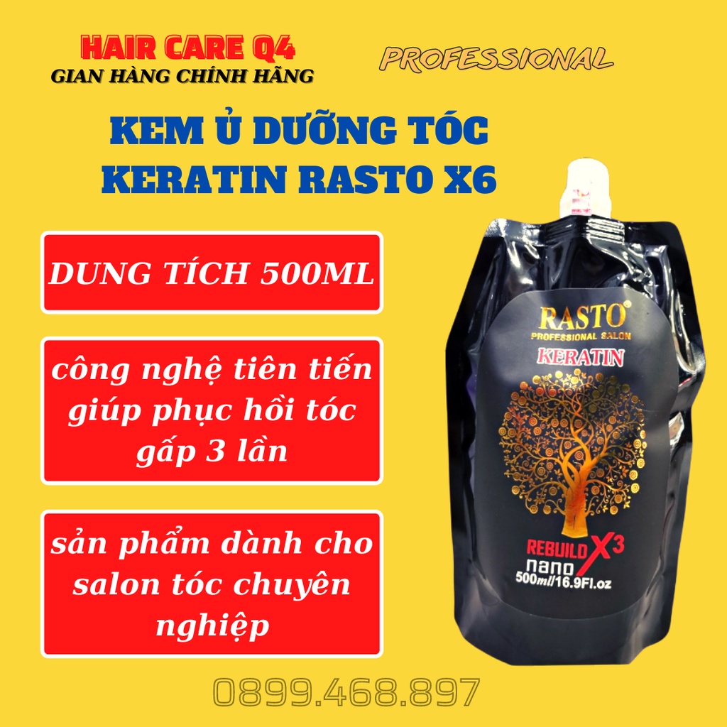 Hấp ủ phục hồi Tóc Rasto X3, hấp dầu dưỡng tóc X3, keratin tái tạo tóc Rasto - Hair Care Q4