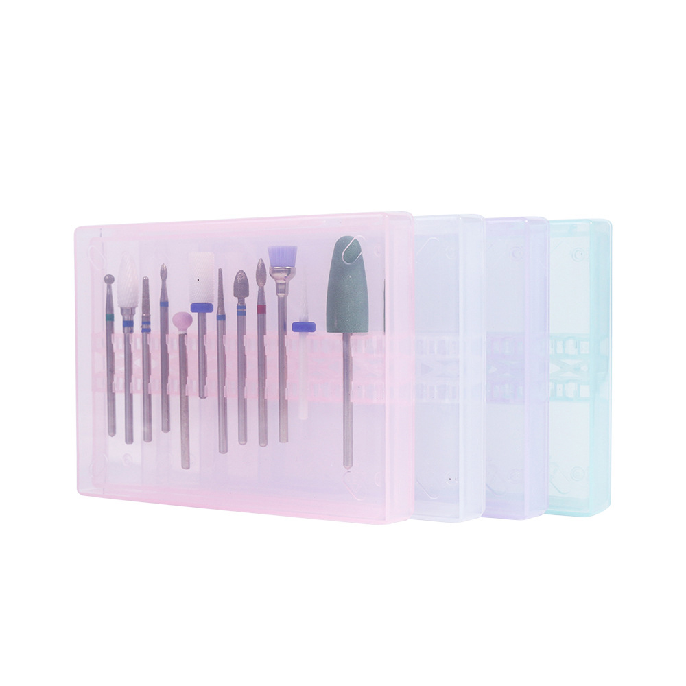 [Hàng mới về] Hộp đựng mũi khoan làm móng tiện dụng