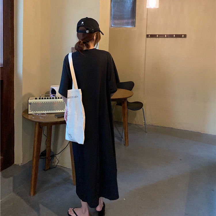 Đầm Thun Tay Ngắn Dáng Rộng In Chữ Thời Trang Cho Nữ