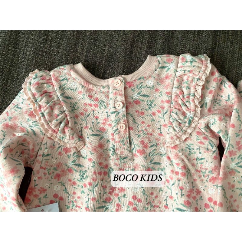 Bộ thu đông bé gái hoa nhí lót nỉ Matalan UK