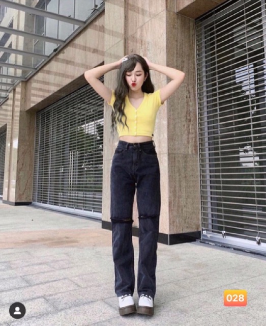 QUẦN JEAN ỐNG RỘNG RÁCH GỐI CẠP SIÊU CAO FORM DÀI RỘNG🎯mã 028 | BigBuy360 - bigbuy360.vn