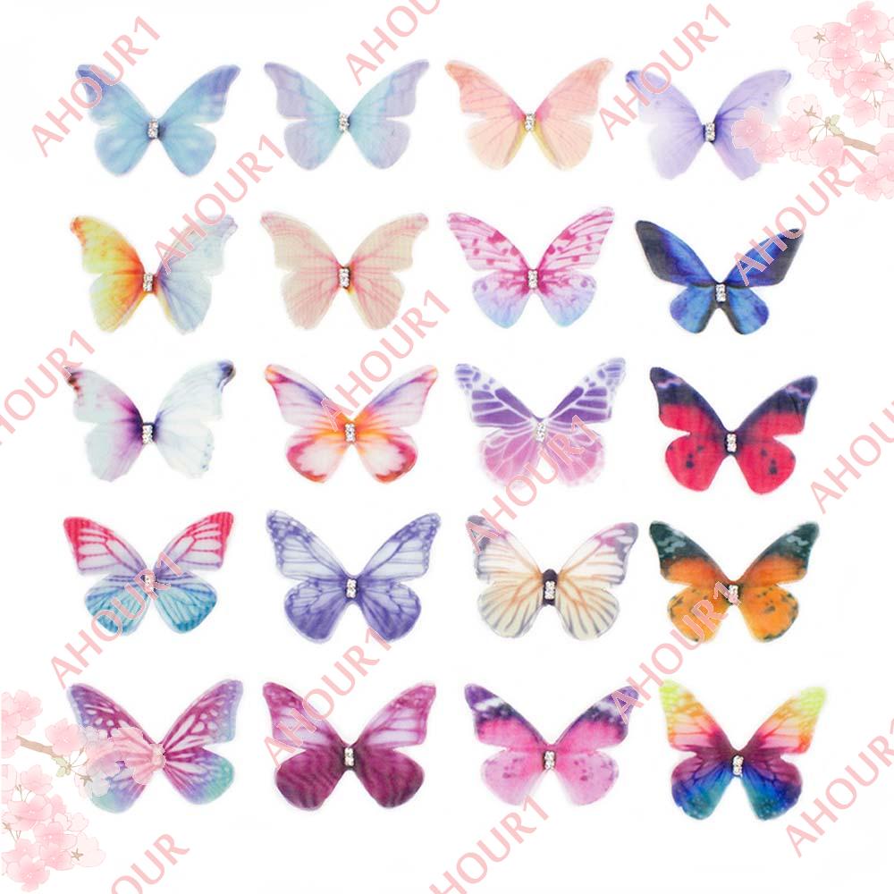 Set 20 Miếng Vải Voan Hai Lớp Hình Bướm Nhiều Màu Sắc Dùng Trang Trí Tiệc Cưới AHOUR1