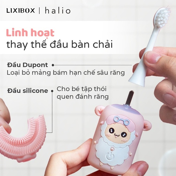 Combo Twins - Set Hai Bàn Chải Điện Cho Bé Halio Smart Sonic U-Shaped