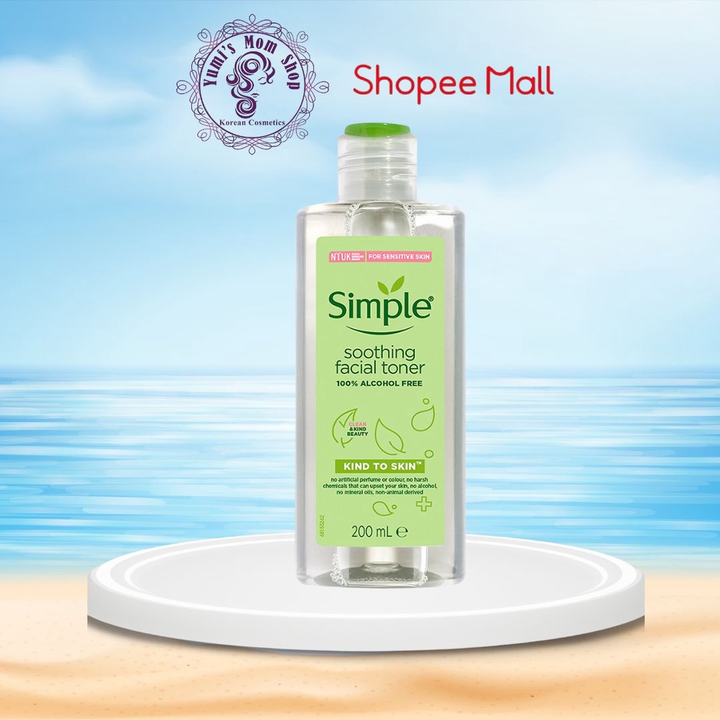 Nước cân bằng Simple Soothing Facial Toner làm dịu và cân bằng độ ẩm cho da - lành tính không chứa cồn 200ml