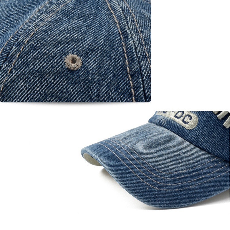 Mũ lưỡi trai cotton denim màu trơn có thể giặt và điều chỉnh