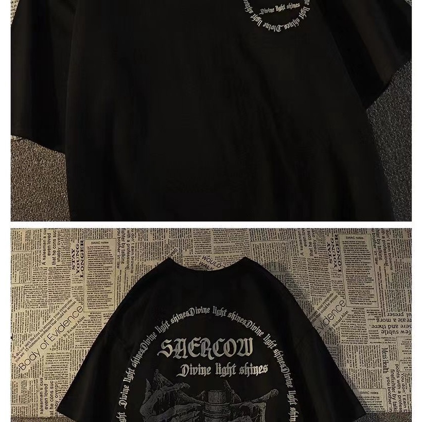 Áo Thun 100% Cotton Tay Ngắn Dáng Rộng Phong Cách Đường Phố Âu Mỹ