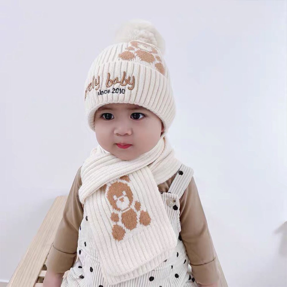 Bộ khăn mũ cho bé trai và bé gái, mũ len và khăn quàng cổ cho bé yêu