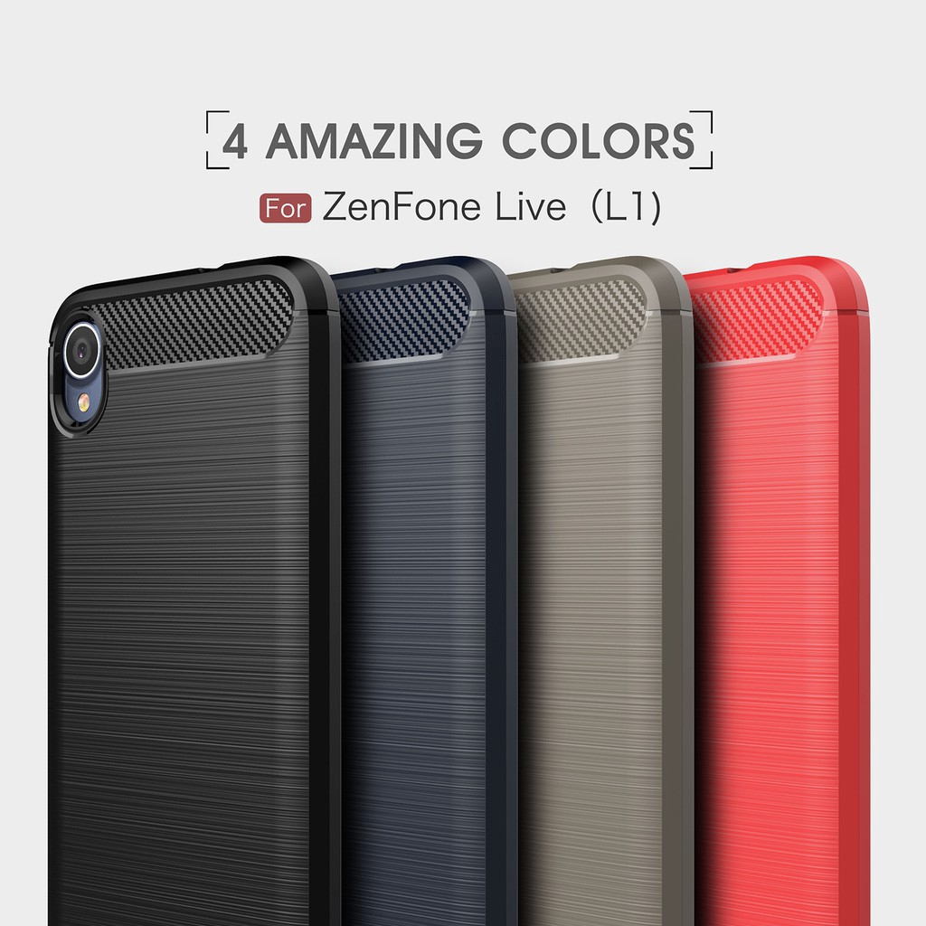 Asus ZenFone Live (L1) ZA550KL Case Carbon Fiber Shock Proof Cover Silicone Rubber Casing Brushed Texture