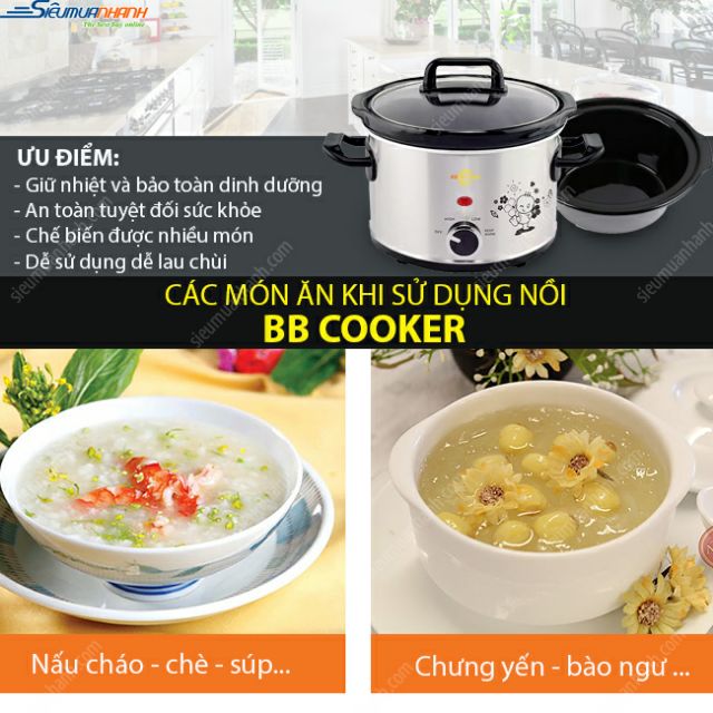 [Mã ELHAMS5 giảm 6% đơn 300K] Nồi nấu cháo chậm 2.5 lít Bbcooker BS25