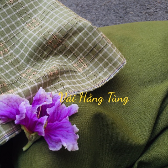 Vải linen xanh xô cúc nguyễn