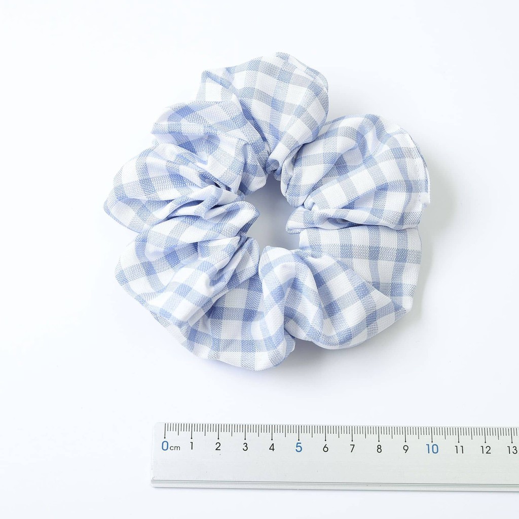 Dây cột tóc vải scrunchies vải caro vintage