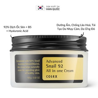 Kem Dưỡng Ẩm Tái Tạo và Phục Hồi Da COSRX Advanced Snail 92 All in one Cream 100g (92% Ốc Sên)