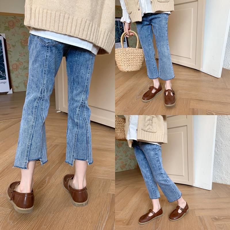 Quần jeans dài 9 tấc lưng cao ống loe thời trang cho nữ