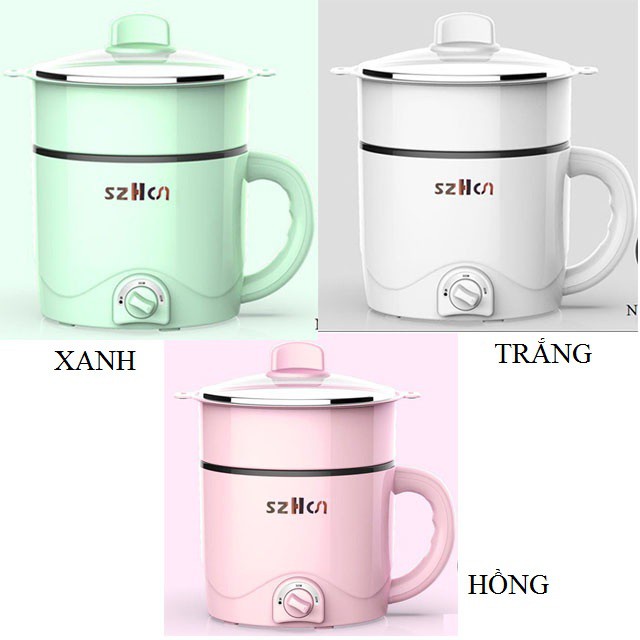 Nồi Điện Mini đa năng chống dính 2 tầng SZHCN cao cấp, Nấu Lẩu , hấp , chiên ,xào, Nấu mì