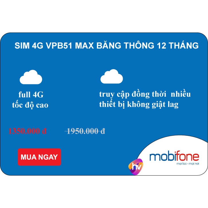 Sim 1 tỷ Gb không giới hạn băng thông mobifone VPB51