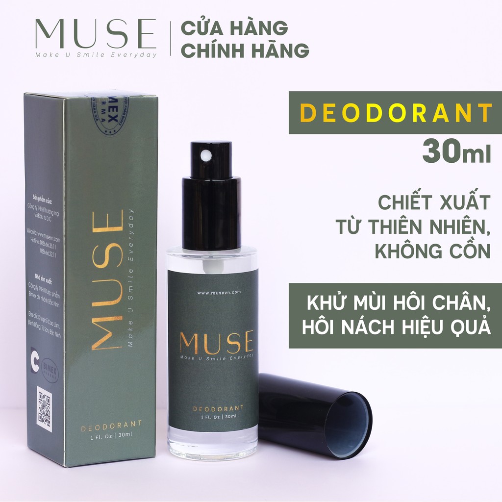 Xịt khử mùi hôi nách, hôi chân MUSE [ 30ml ], thiên nhiên, lành tính, hiệu quả tức thì