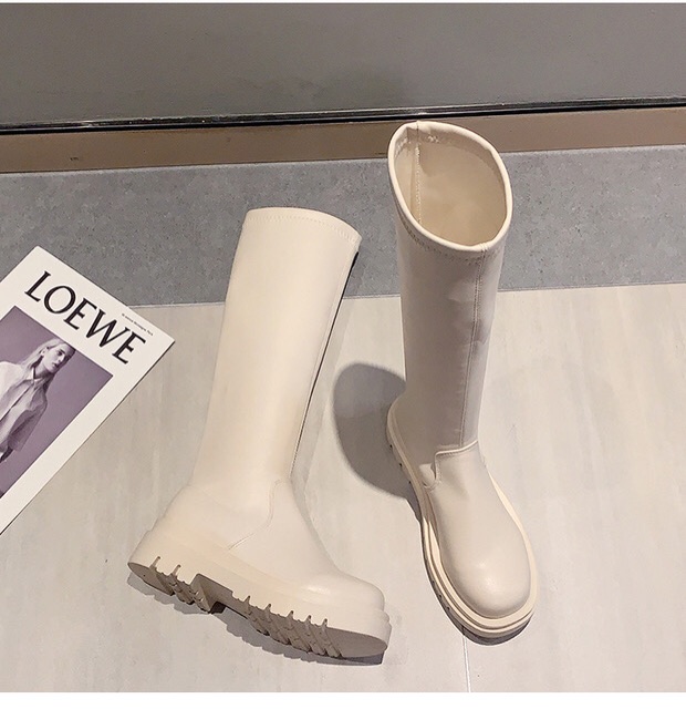 Bốt nữ ulzzang cổ cao da mềm ôm chân không khoá đế cao 5cm