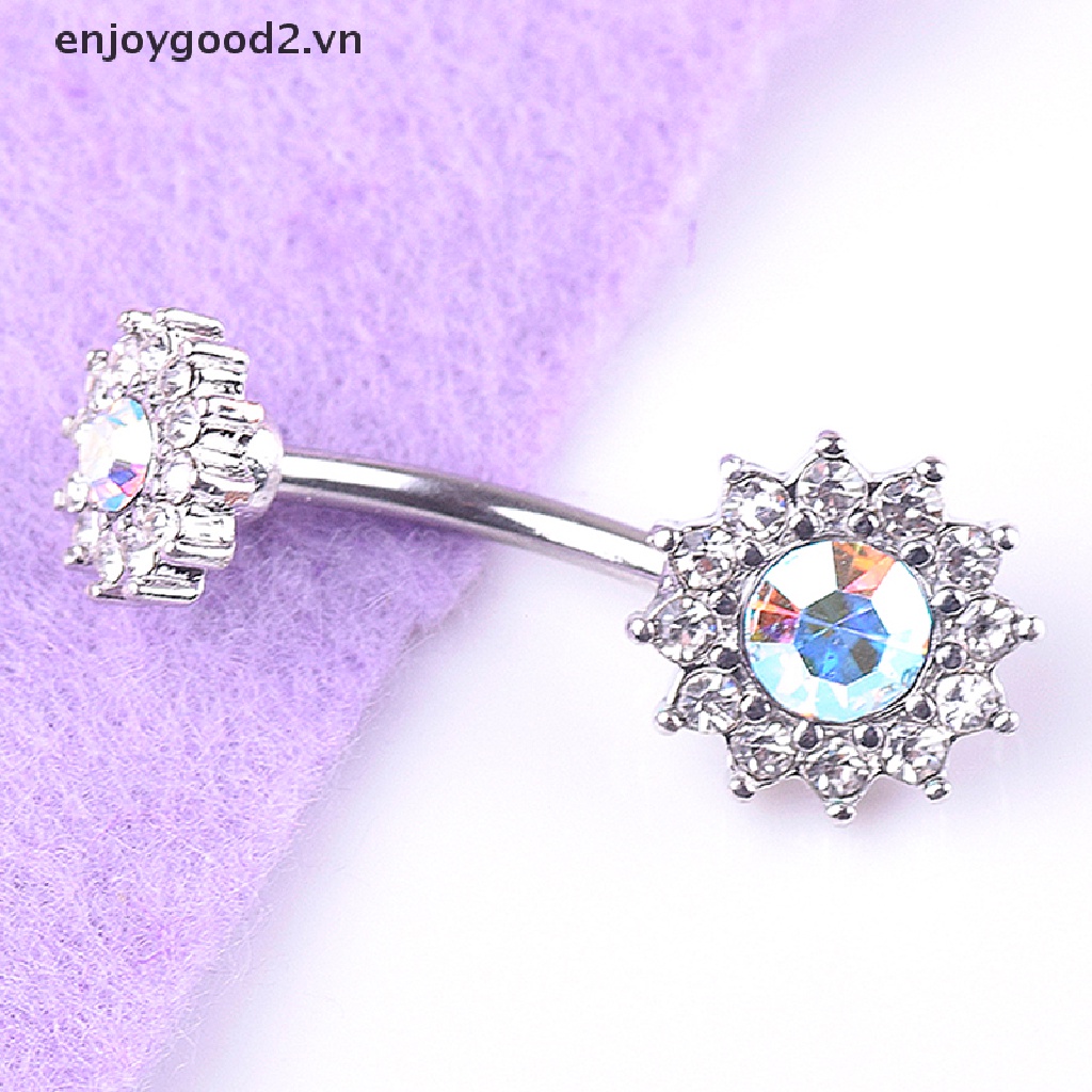 & Enjoy & Khuyên Rốn Dạng Thanh Tạ Hình Hoa Đính Pha Lê Làm Quà Tặng