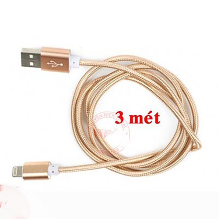 CÁP SẠC DÙ DÀI 3M LIGHTNING (IPHONE)