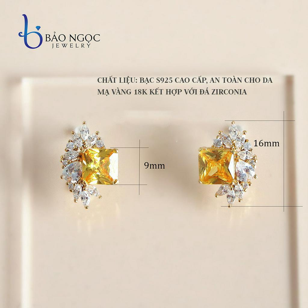 Bông tai bạc S925 mạ vàng 18K nhẹ nhàng kiểu Pháp cổ điển cho nữ - B2819 - Bảo Ngọc Jewelry