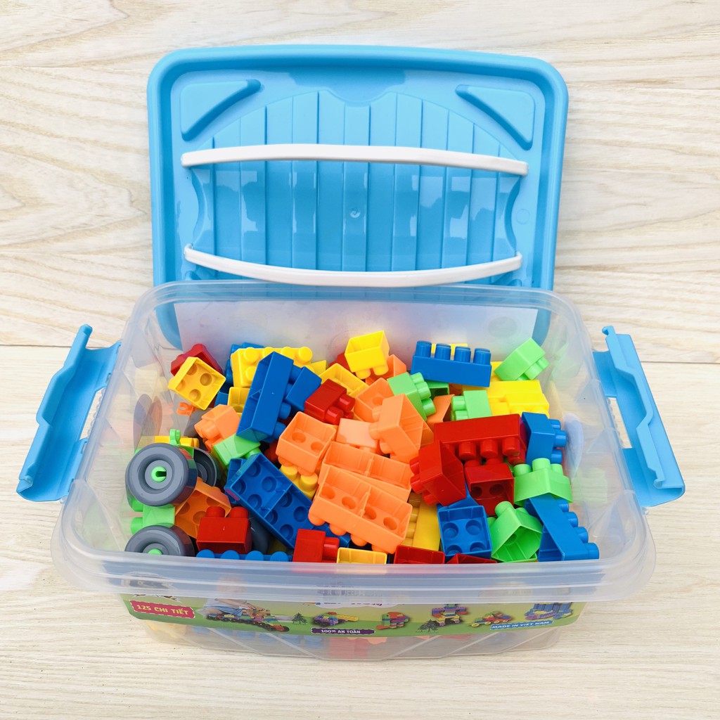 Xếp Hình Có Hộp Đựng 125 Chi Tiết Hàng Việt Nam Nhựa Đẹp