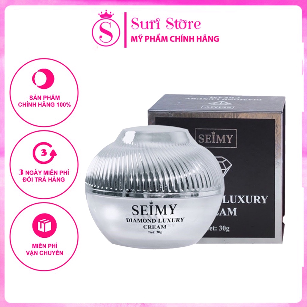 Kem Dưỡng Da Mặt Nhau Thai SEIMY Dưỡng Trắng , Cấp Ẩm, Mờ Nám, Giảm Mụn - Diamond Luxury Cream 30g