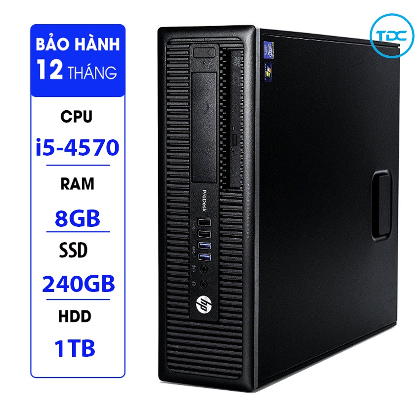 Cây máy tính đồng bộ để bàn HP 600G1 CPU core  i5-4570  Ram 8GB SSD 240GB+ HDD 1TB Tặng USB thu Wifi