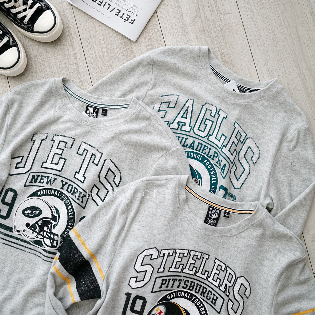 NOBITA HOME - ÁO THUN TAY DÀI NFL EAGLES XÁM NHẠT