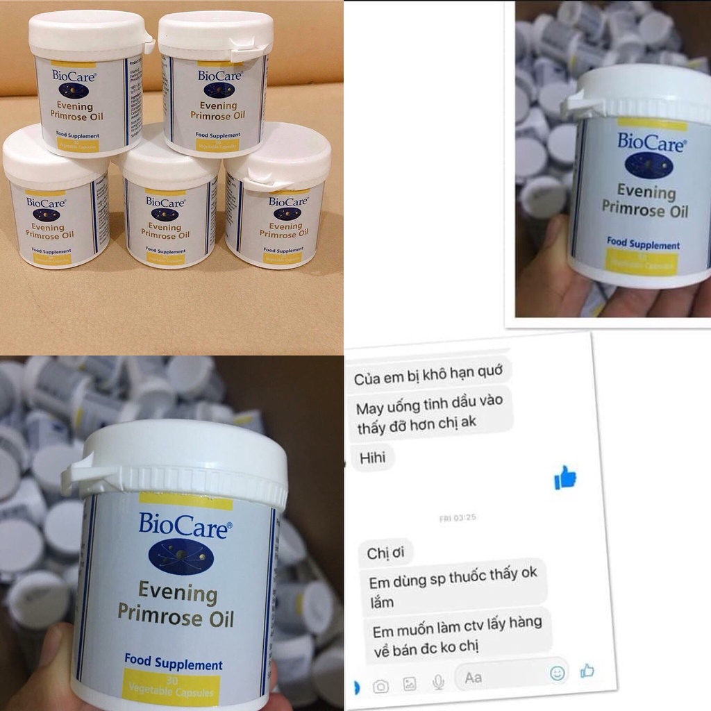 Hộp Tinh Dầu Hoa Anh Thảo Biocare Evening Primrose Oil Biocare 30 viên
