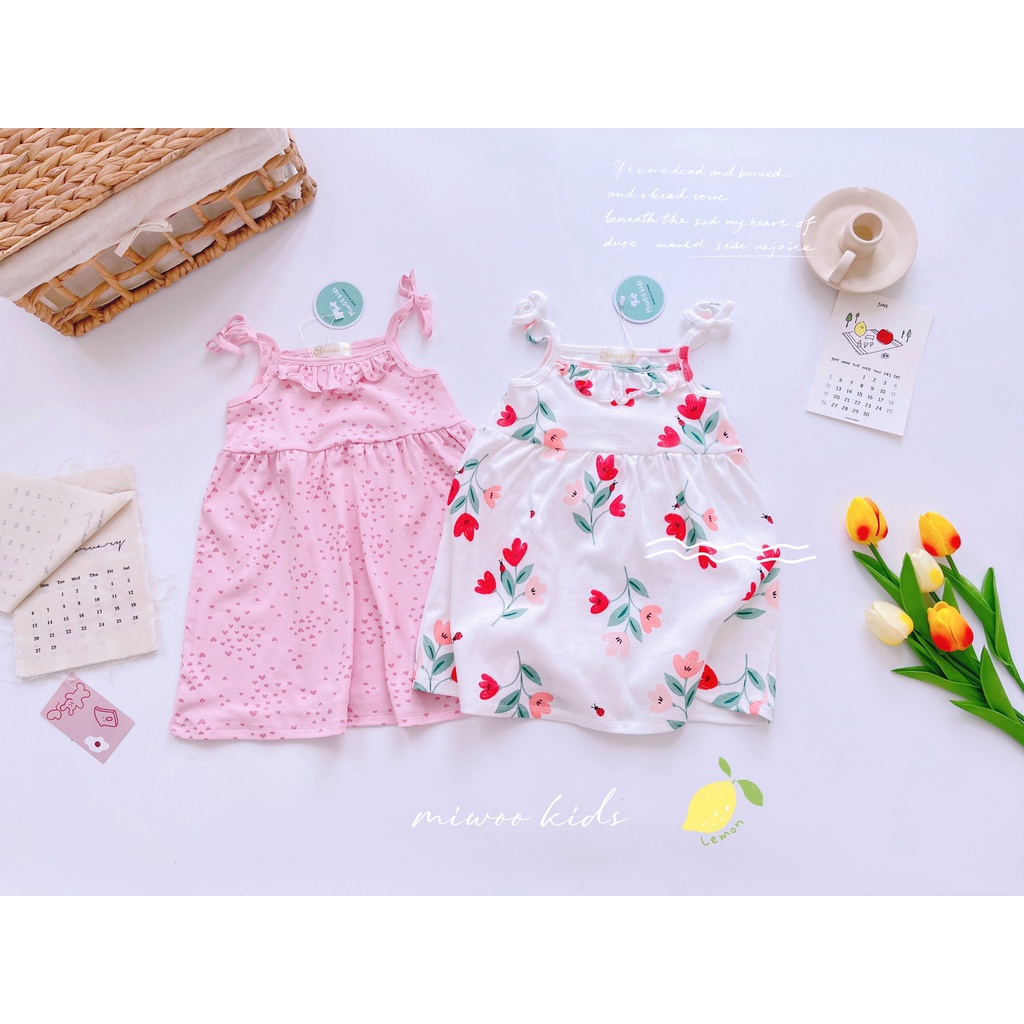 [Bé 7-19kg] Váy/Đầm 2 Dây TIENHOASHOP Cotton Bozip Xuất Dư Siêu Mềm Mịn Mát Cho Bé Gái - HÀNG LOẠI 1