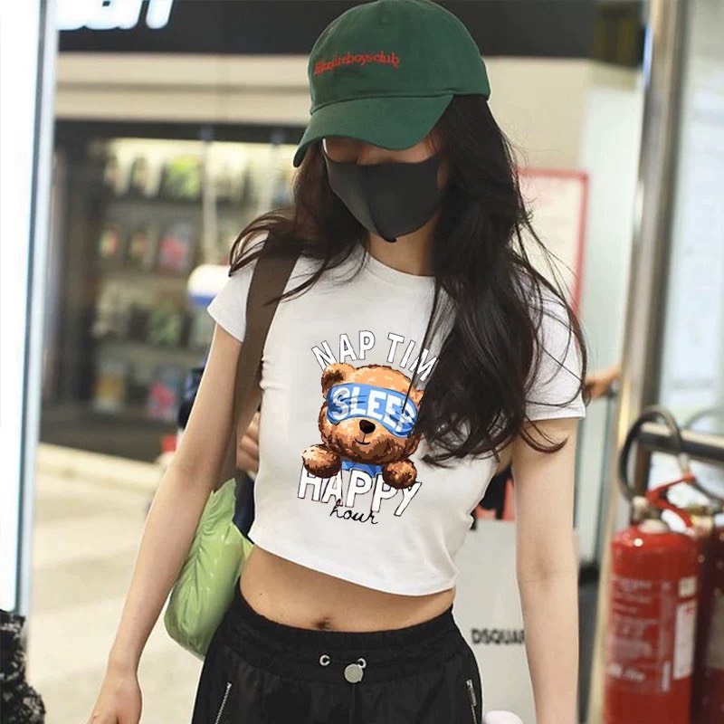 Áo thun croptop Gấu HAPPY