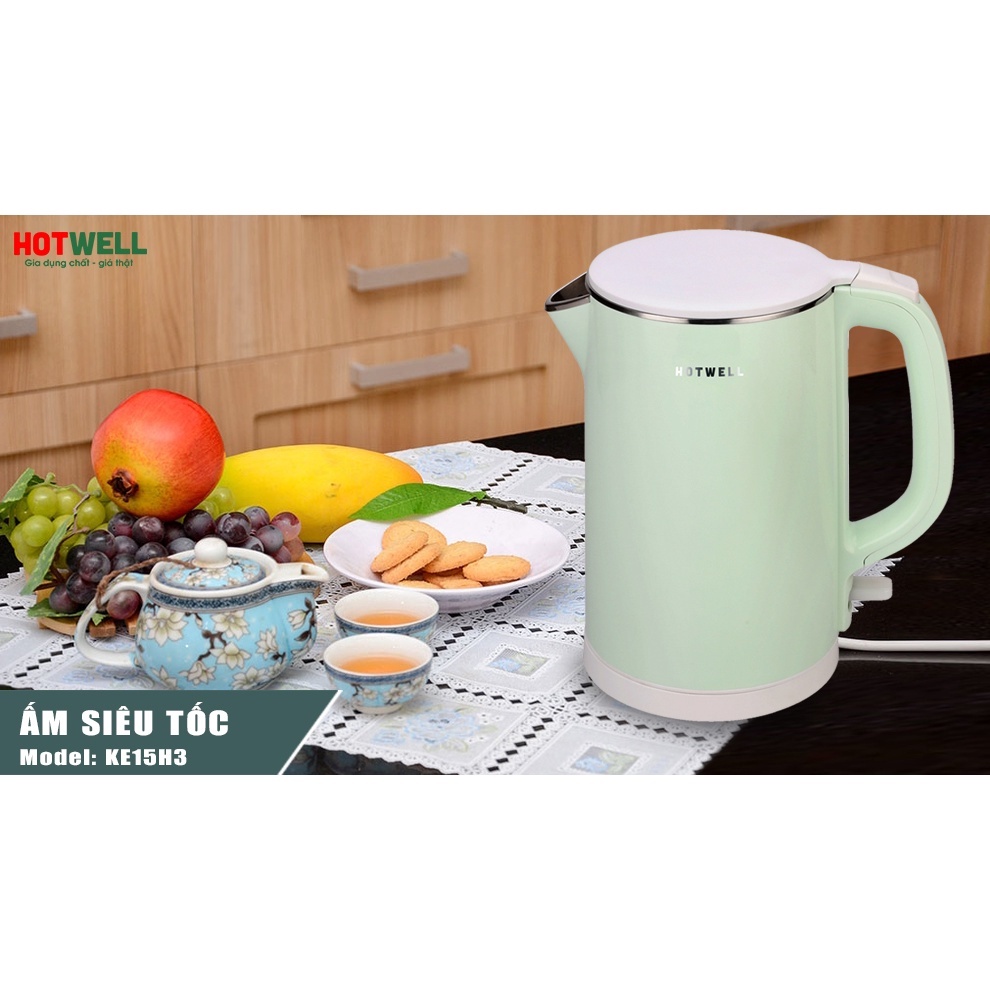 Ấm siêu tốc Hotwell 1.5L KE15H3 ( 2 màu Xanh, Trắng)