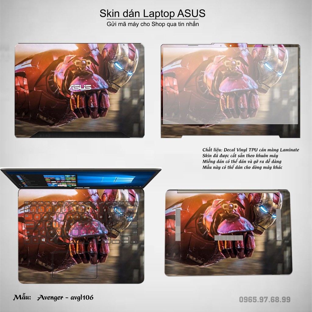 Skin dán Laptop Asus in hình Avenger nhiều mẫu 2 (inbox mã máy cho Shop)