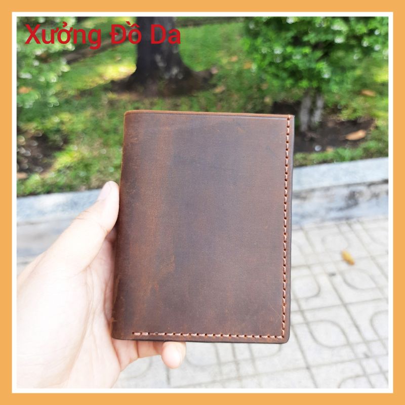 BÓP VÍ GẬP Dáng đứng da bò Sáp bụi may tay tỉ mĩ