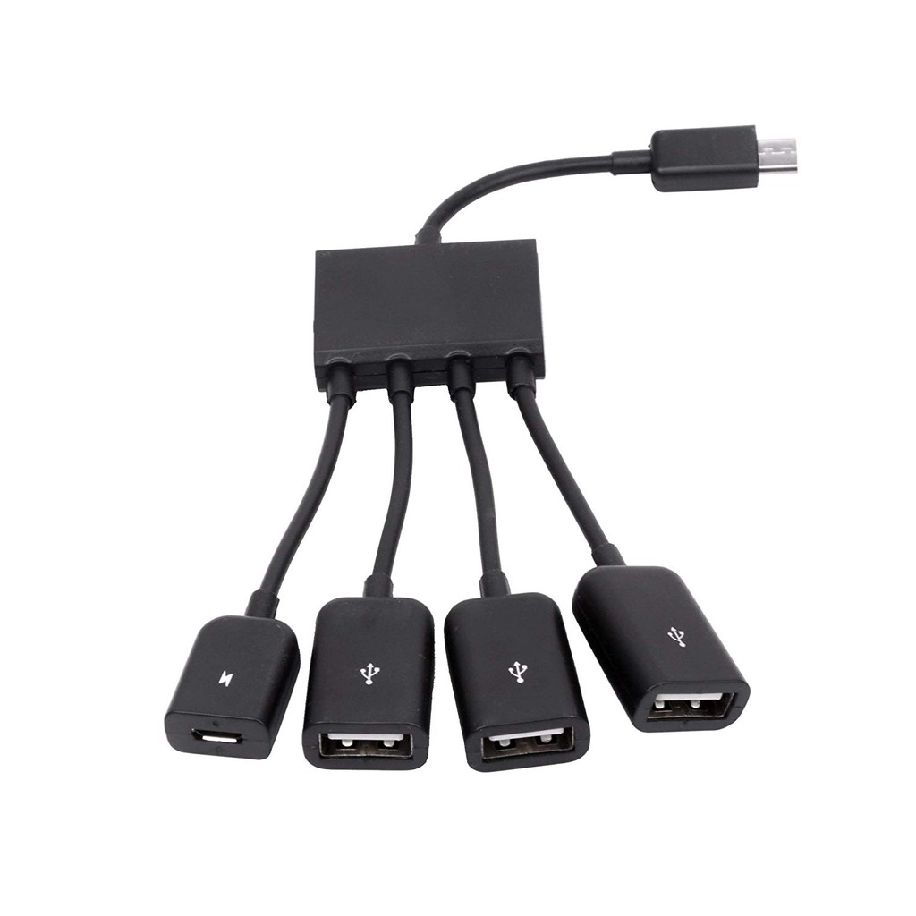 Cáp OTG 4 đầu cho Android - Micro USB OTG 4 in 1 - Kết Nối Điện Thoại Với Bàn Phím Và Chuột