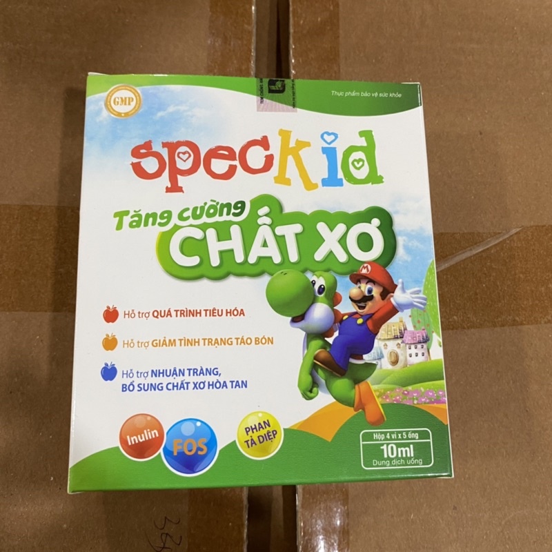 Hộp 20 ống siro chống táo bón cho trẻ từ 6 tháng SPECKID TĂNG CƯỜNG CHẤT XƠ hòa tan Inulin Phan tả diệp giúp nhuận tràng