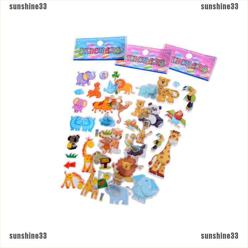 Bộ Sticker 3D Hình Động Vật Hoạt Hình Xinh Xắn Dành Cho Bé