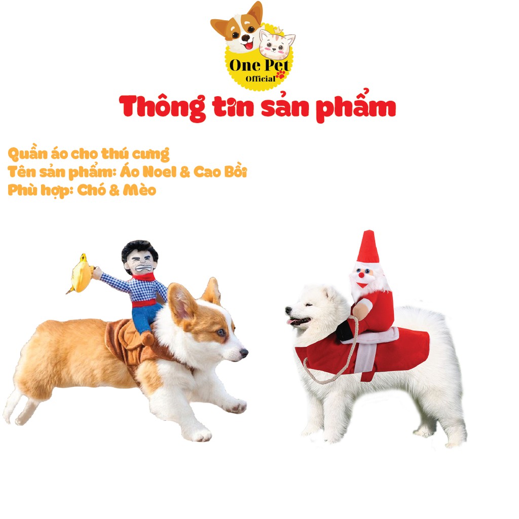 Quần áo hóa trang cho Thú Cưng, Áo thú cưng thời trang cho Chó Mèo Cao Bồi, Ông Già Áo Đỏ   - One Pet Shop