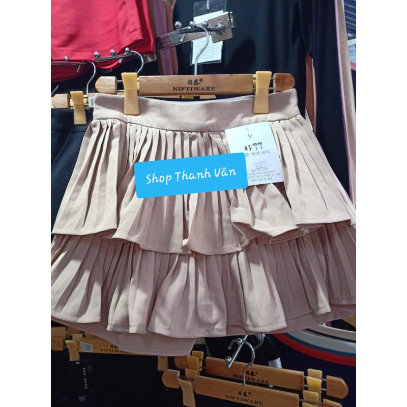 Chân váy xòe ngắn hai tầng xếp ly mềm mại | BigBuy360 - bigbuy360.vn