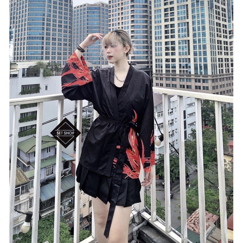 Áo khoác kimono phượng hoàng lửa