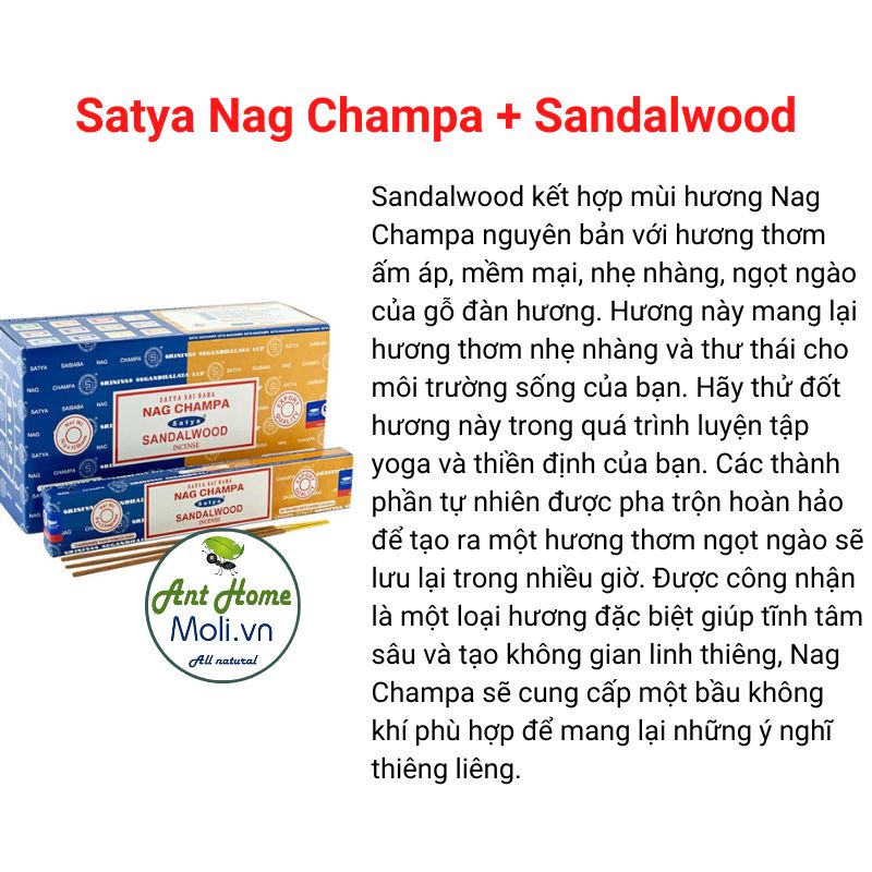 Hương SATYA NAG CHAMPA SANDALWOOD Thanh tẩy và bảo vệ
