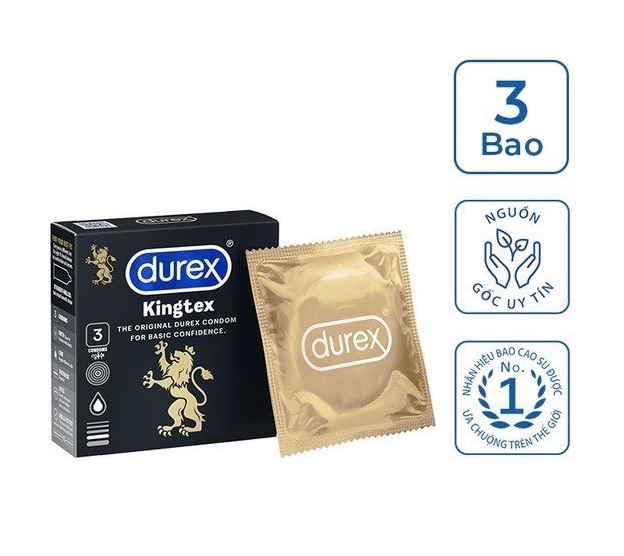 [Hàng chính hãng] Bao cao su Durex Kingtex Hộp 3 cái