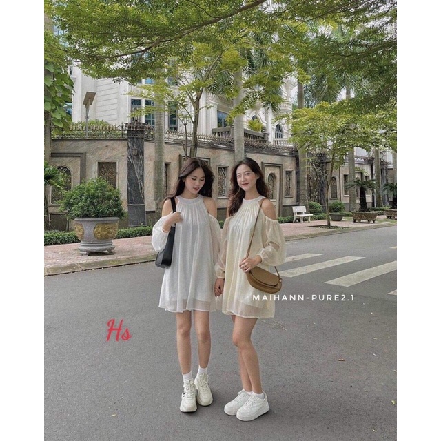 Váy cổ yếm von tơ HS6