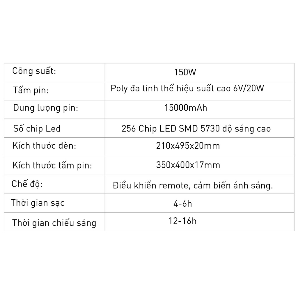 Đèn Đường Năng Lượng Mặt Trời KITAWA Solar Light 150W BC1150; Bảo Hành 2 Năm; Chống Nước IP65